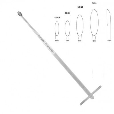 Bone Curette Straight Knurled T Handle