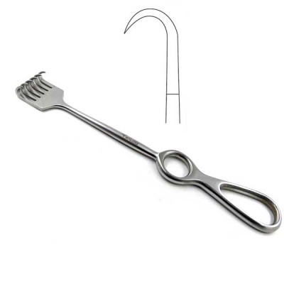 Volkmann Retractor 9 inch 6 Deep Prongs Sharp