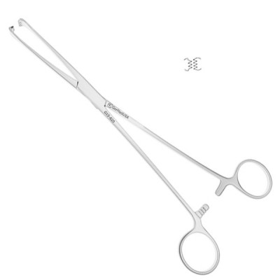 Teale Vulsellum Forceps Curved Sideways 4x5 Teeth 5mm Wide Size 10 inch