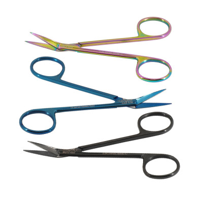 Iris Scissors Color Coated 4 1/4 inch Angular With Two Sharp Tips