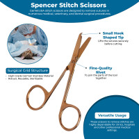 Suture Scissors 5 1/2" Straight Rose Gold Coated