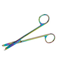 Suture Scissors 5 1/2" Straight Rainbow Coated