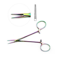 Halsted Mosquito Forceps 4 3/4" Straight - Rainbow Coated