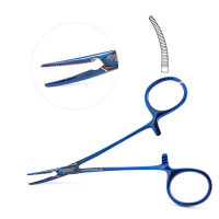 Halsted Mosquito Forceps 4 3/4" Curved - Blue Coated