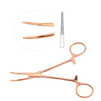 Kelly Hemostatic Forceps 5 1/2" Straight - Rose Gold Coated
