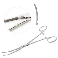 Bainbridge Forceps Curved 7 1/4" Longitudinal Serrated