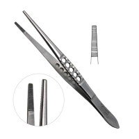 Thumb Tissue Forceps Serrated, 5" Fenestrated Handle