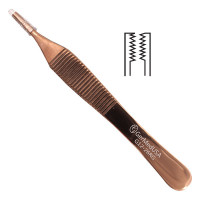 Brown Adson Forceps 4 3/4" Rose Gold Coated 7x7 Teeth