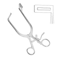 Discectomy Retractor 7" 20x50mm Left Fenestrated Blade Right Prong with Teeth