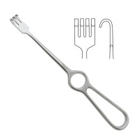 Volkman Retractor Hollow Handle 8 1/2" Four Blunt Prongs