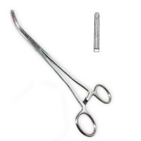 Heaney Ballentine Hysterectomy Forceps Longitudinal Serrations Single Tooth Straight Size 8 1/2"