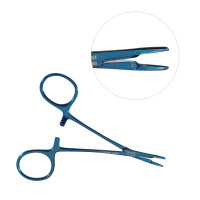 Olsen Hegar Needle Holder Scissors Combination 4 3/4" Serrated Tungsten Carbide - Blue Coated