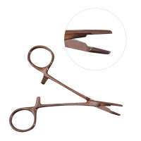 Olsen Hegar Needle Holder Scissors Combination 4 3/4" Serrated Tungsten Carbide - Rose Gold Coated