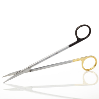 Steven's Tenotomy Scissors Curved 7" Tungsten Carbide Super Sharp Gold and Black Handles - Blunt Tips