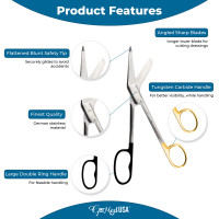 Lister Bandage Scissors 8" Large Ring Super Sharp - Tungsten Carbide