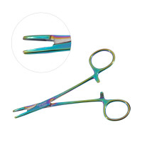 Olsen Hegar Combined Needle Holder and Scissors 5 1/2" Serrated Tungsten Carbide - Rainbow Coated