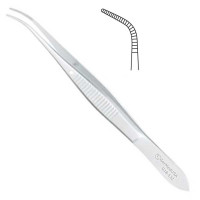 Eye Dressing Forceps 4" Serrated Fully Curved Tips Heavy Pattern