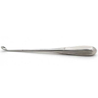 Brun Curette 8" Hollow Handle Angled Oval #4/0 (2.5mm)
