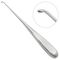 Brun Curette 8" Hollow Handle Angled Oval #4/0 (2.5mm)