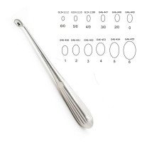 Brun Curette 8" Hollow Handle Angled Oval #6/0 (2.0mm)