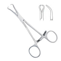 Bone Reduction Forcep 5" Curved 10mm Serrated With Pointed Tips Maximum Opening 16mm