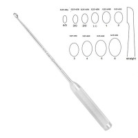 Bone Curette 15" Hollow Handle Straight Oval #3/0 (4.2mm)