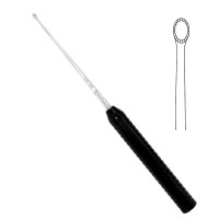 Tooth Curette 17" Straight 10mmx6.5mm Oval Tooth Cup 8" Shaft 9" Plastic Handle Black