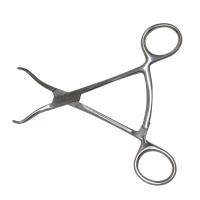 Pointed Fracture Reduction Clamp 5 1/2" Curved Left and Straight Right with Small with Ratchet