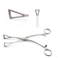 Lovelace Lung Grasping Forceps Angled Shanks Serrated Jaws 1" Wide 7 1/4"