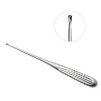Brun Curette 8” Hollow Handle Angled Shaft Oval Cup #2/0 (3.3mm)