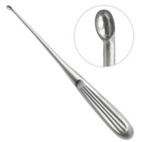 Brun Curette 8” Hollow Handle Angled Shaft Oval Cup #1 (4.3mm)