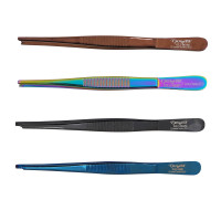 Thumb Tissue Forceps 5" 1x2 Teeth Color Coated